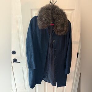 Banana Republic Brown/Gray Faux Fur Collar Coat